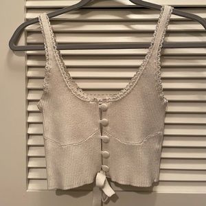 For love and lemons pointelle crop top ivory